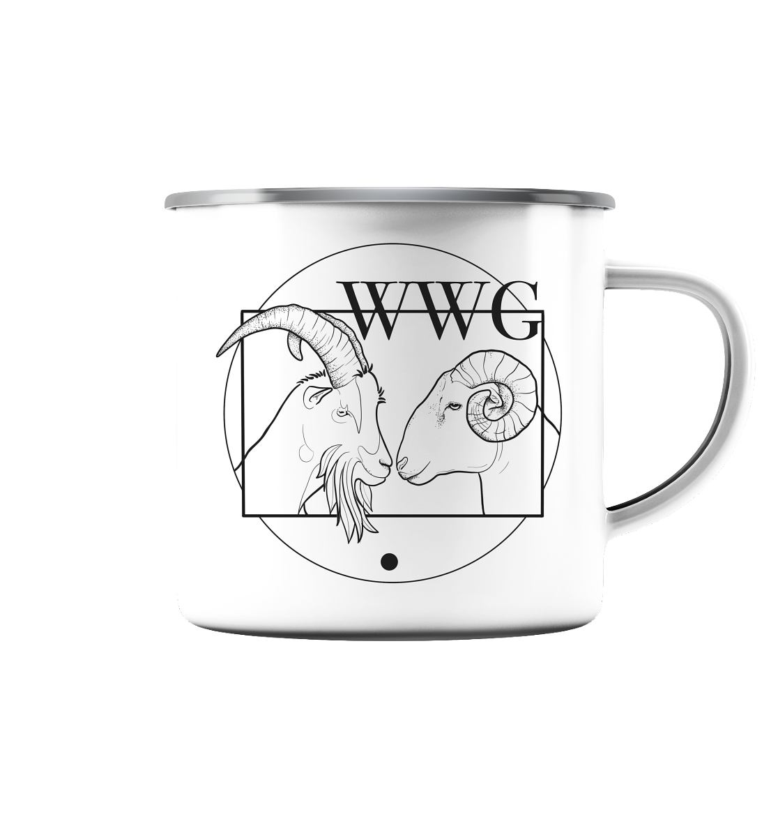 Wanfrieder Weidegemeinschaft Druck - Emaille Tasse (Silber)